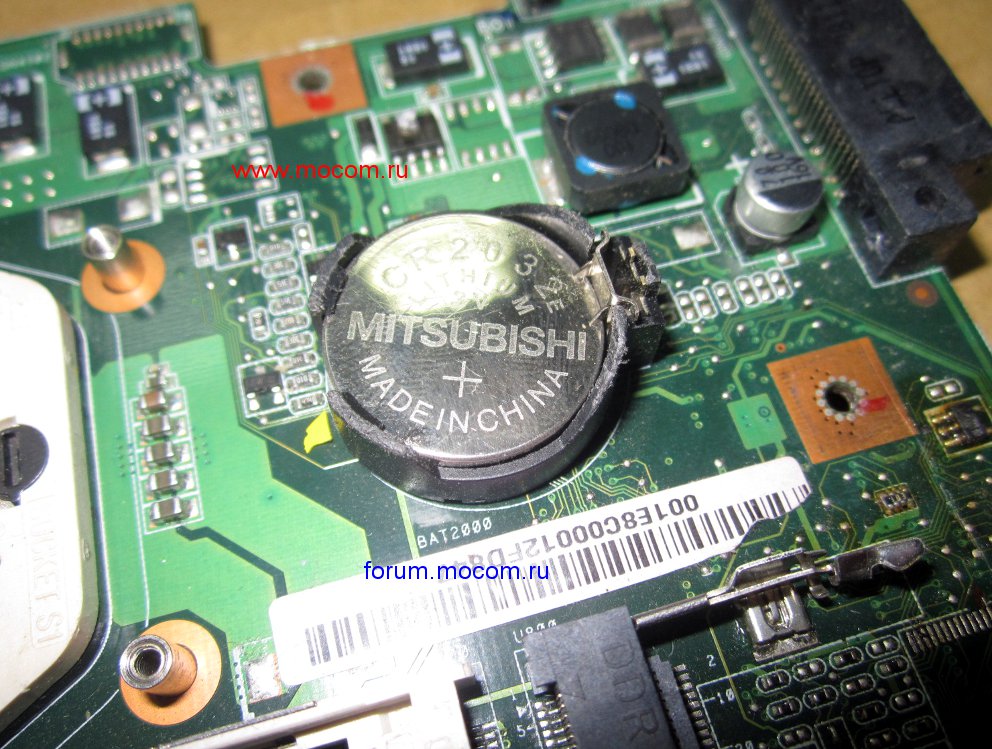  Asus F3K:  BIOS; MITSUBISHI CR2032E LITHIUM 3V