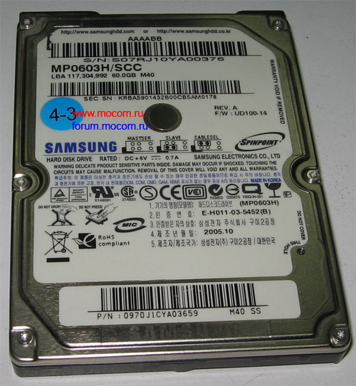   : HDD Samsung MP0603H 60Gb IDE 2.5