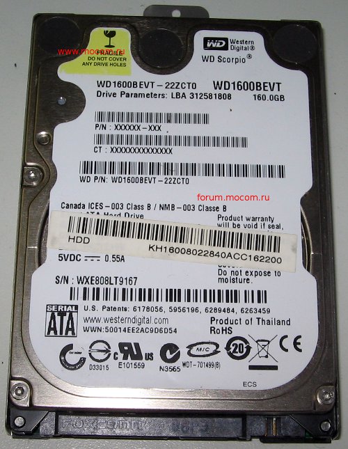   : HDD WD WD1600BEVT-22ZCT0 160Gb SATA