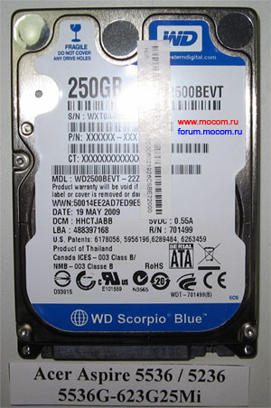   : HDD WD WD2500BEVT-22ZCT0 250Gb SATA