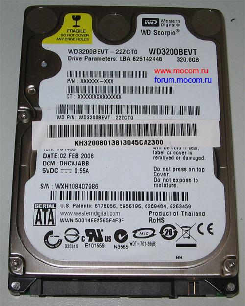   : HDD WD WD3200BEVT SATA 320GB