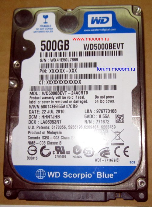   : HDD WD WD5000BEVT-24A0RT0 SATA