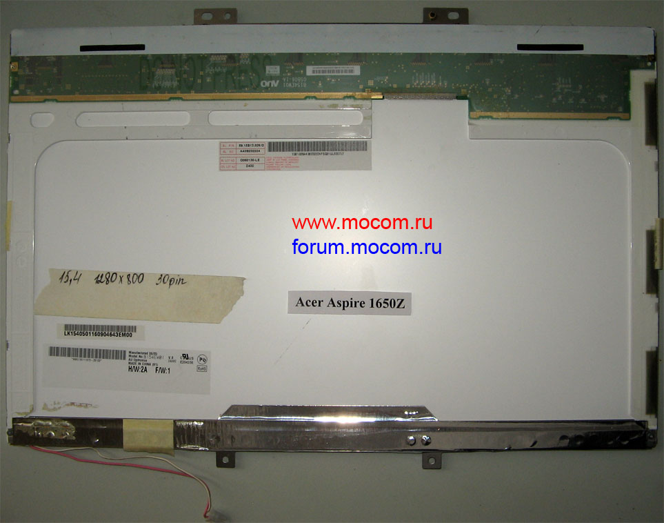  Acer Aspire 1650Z:  15.4" 1280x800, 30 pin, B154EW01