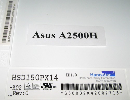  15" (1024x768) 30pin, HannStar HSD150PX14   Asus A2500H