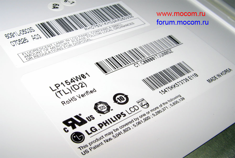 Asus F3T:  LG.PHILIPS LP154W01 15.4" 1280x800, 30 pin, 