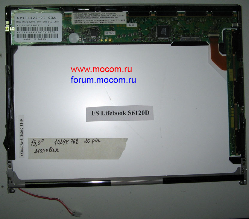  FS LifeBook S6120D:  13.3" 1024x768 20pin, , CP115323-01 03A, TM133XG-02L07A