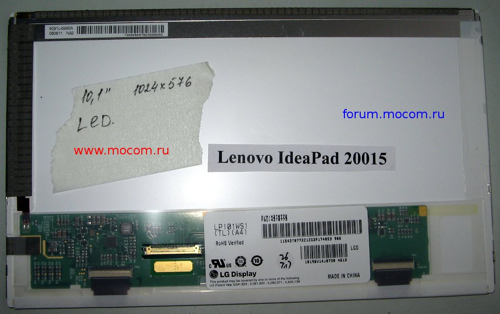  Lenovo IdeaPad S10:  10.1" 1024x576, , 40 pin, LP101WS1