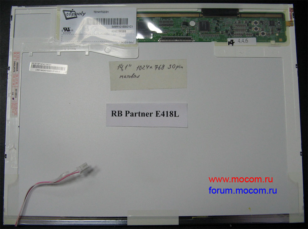  14.1" (1024x768), TD141TGCB1   RoverBook Partner E418L