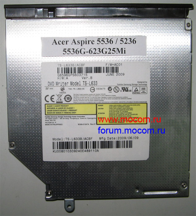  Acer Aspire 5536: DVD-RW Sata Toshiba TS-L633