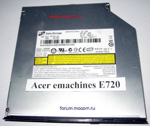  Acer emachines E720: DVD-RW GSA-T50N; ODD BRACKET EC047000E00