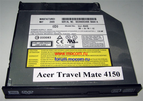 Acer TravelMate 4150 / 4154LMi:   DVD-RW,  UJ-840