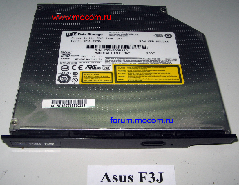 Asus F3J / F3T / F3K:   DVD-RW,  GSA-T20N