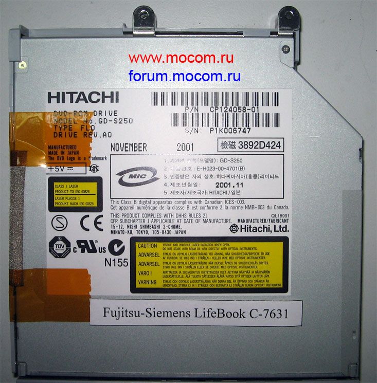  FS LifeBook C-7631: - DVD-ROM HITACHI GD-S250 CP124058-01