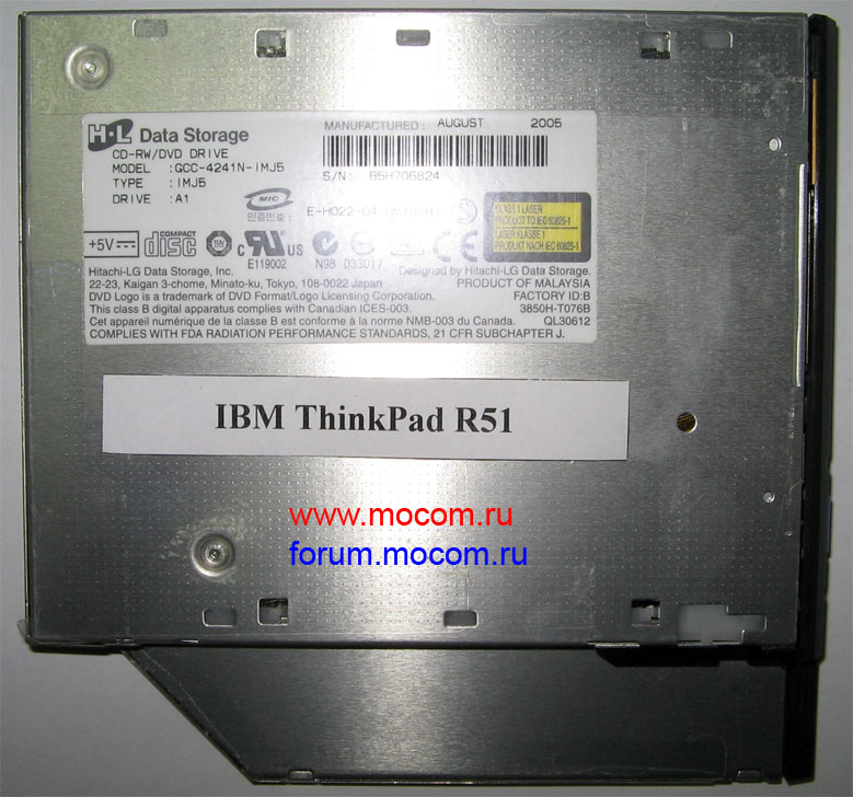 IBM THinkPad R51: DVD/CD-RW GCC-4241N-IMJ5