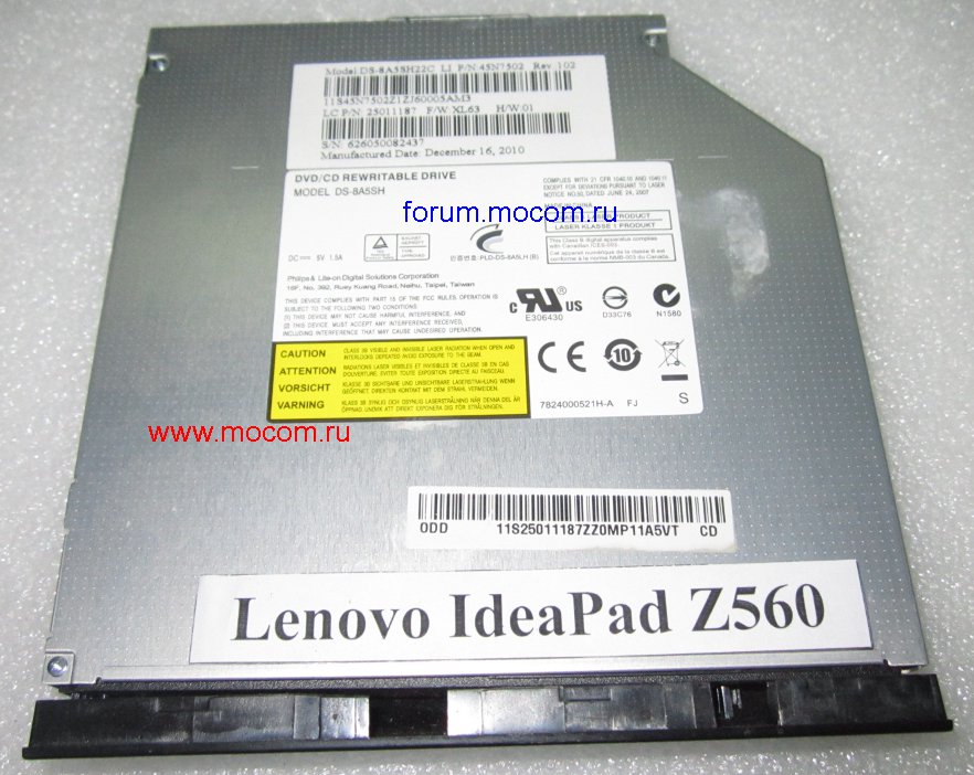  Lenovo IdeaPad Z560: DVD-RW DS-8A5SH SATA