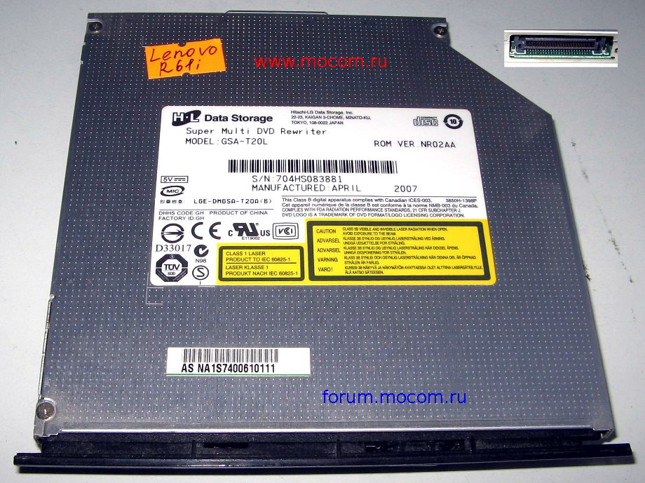  Lenovo ThinkPad R61i: DVD-RW GSA-T20L
