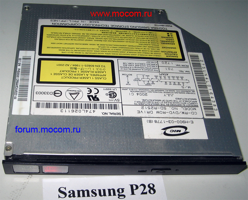 Samsung R510: DVD-RW TS-L633