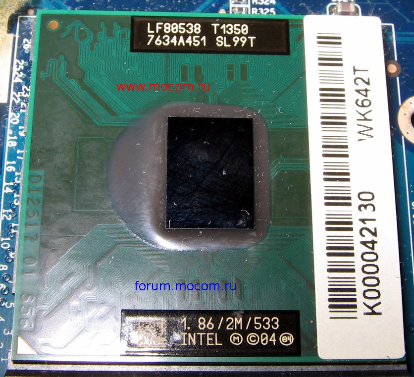  Toshiba Satellite A110-293:  Intel Core Solo Processor T1350 SL99T; 2M Cache, 1.86 GHz, 533 MHz FSB