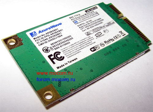 Asus F3T: mini PCI W-Fi AzureWave AR5BXB61 802.11 b/g