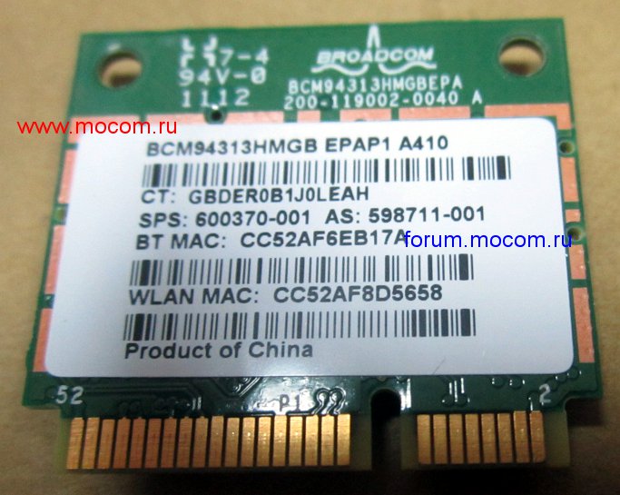  HP Pavilion dv6-3305er: mini PCI Wi-Fi Broadcom BCM94313HMGB
