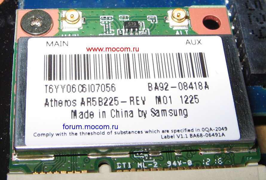  Samsung 305V NP305V5A: mini PCI Wi-Fi Atheros AR5B225; BA92-08418A BA68-06491A