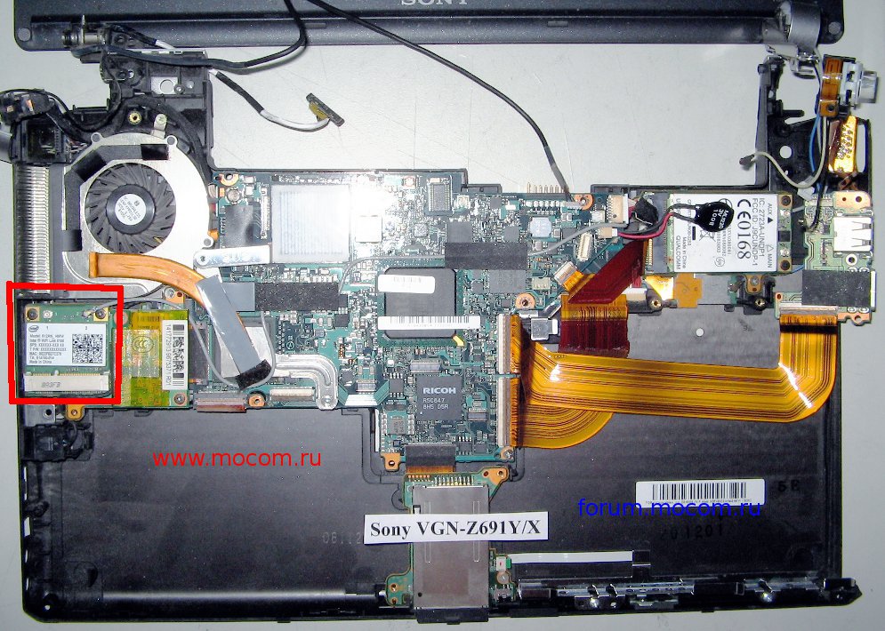  Sony VAIO VGN-Z691Y/X: mini PCI Wi-Fi Intel 512AN_HMW 802.11a/b/g/Draft-N1